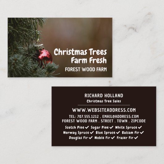 Kerstboomversiering, Kerstboomverkoop Visitekaartje (Voorkant / Achterkant)