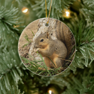 kerstboomversiering met de jute eekhoorn keramisch ornament