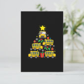 kerstboomversiering met een grappige schoolbuschau RSVP kaartje (Staand voorkant)