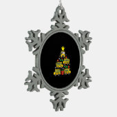 kerstboomversiering met een grappige schoolbuschau tin sneeuwvlok ornament (Links)