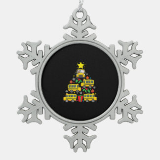 kerstboomversiering met een grappige schoolbuschau tin sneeuwvlok ornament