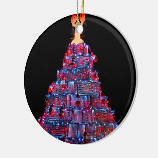 kerstboomversiering met lasterval keramisch ornament (Links)