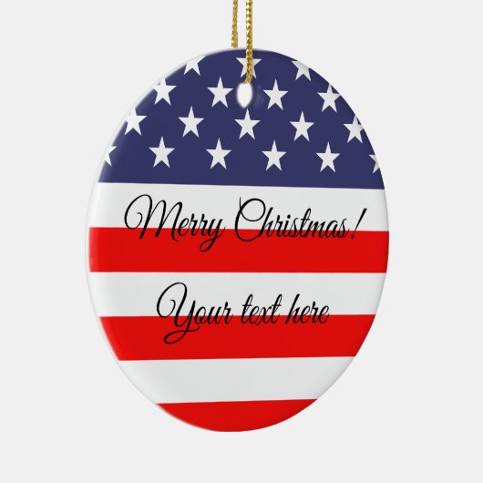 Kerstboomversiering met Patriottische Amerikaanse  Keramisch Ornament (Rechts)