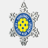 kerstboomversiering met Pickleball Tin Sneeuwvlok Ornament (Rechts)