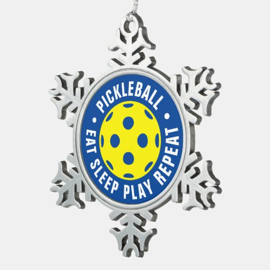 kerstboomversiering met Pickleball Tin Sneeuwvlok Ornament (Rechts)