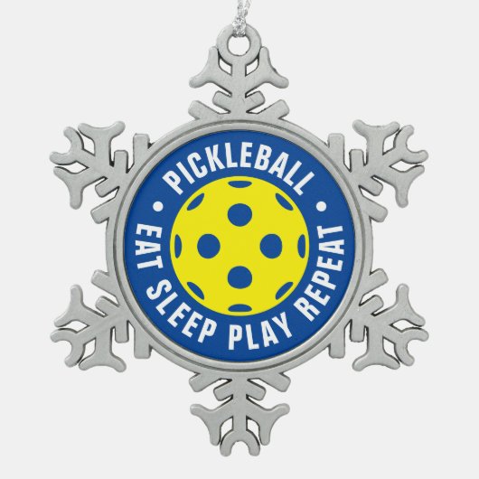 kerstboomversiering met Pickleball Tin Sneeuwvlok Ornament (Voorkant)