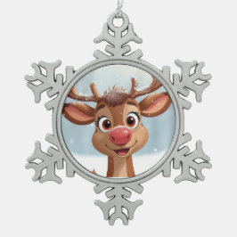 Kerstboomversiering met rendieren tin sneeuwvlok ornament