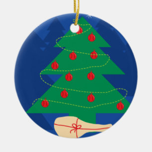 kerstboomversiering met tennis keramisch ornament