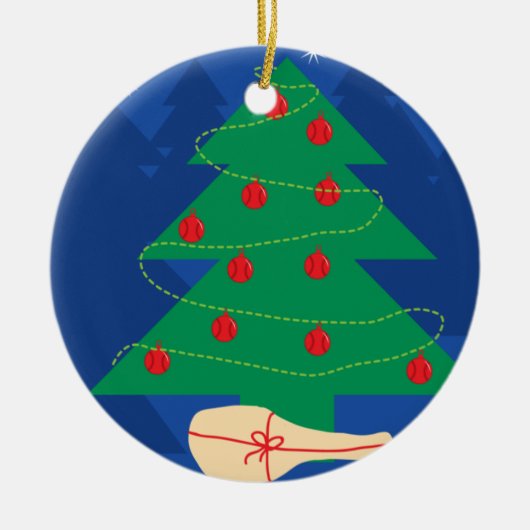 kerstboomversiering met tennis keramisch ornament (Voorkant)