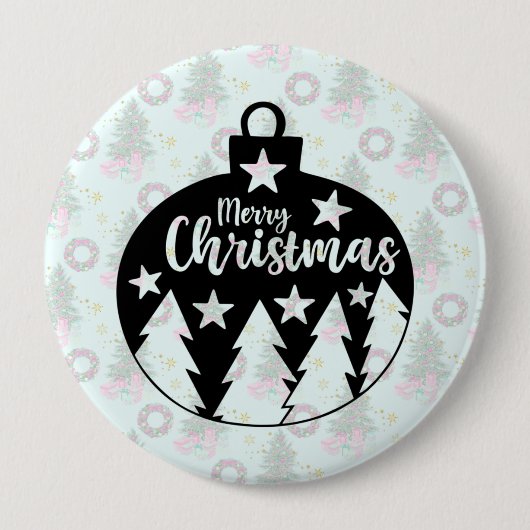 kerstboomversiering ronde button 4,0 cm (Voorkant)