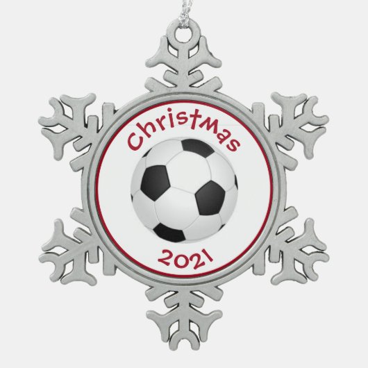 kerstboomversiering #soccer 2021 tin sneeuwvlok ornament (Voorkant)