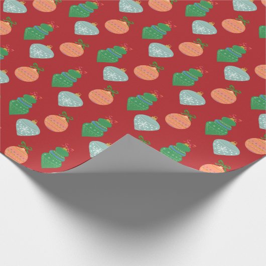  kerstboomversiering Vakdag Rood Cadeaupapier (Hoek)