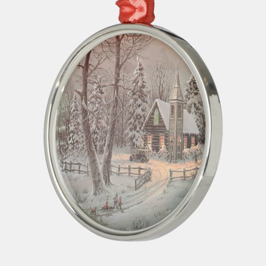 kerstboomversiering van de landkerkscène metalen ornament (Links)