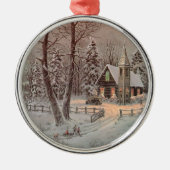 kerstboomversiering van de landkerkscène metalen ornament (Voorkant)