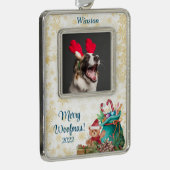  kerstboomversiering verzilverd omlijst ornament (Rechts)