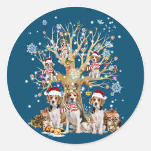 kerstboomversiering voor beagle Hondenliefhebber Ronde Sticker