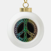 kerstboomversiering voor Keltische Knot Peace Sign Keramische Bal Ornament (Voorkant)