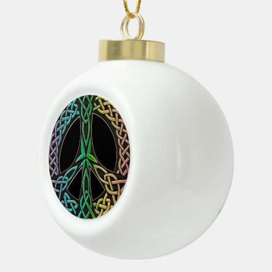 kerstboomversiering voor Keltische Knot Peace Sign Keramische Bal Ornament (Rechts)