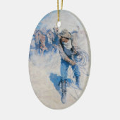 kerstboomversiering voor ontbijtpaarden keramisch ornament (Links)