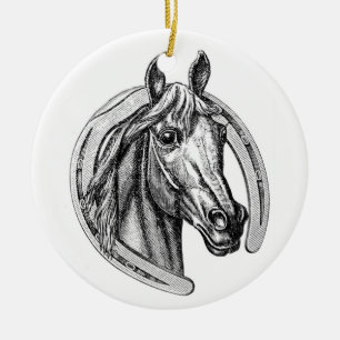 kerstboomversiering voor paarden en Hoefijzers Keramisch Ornament