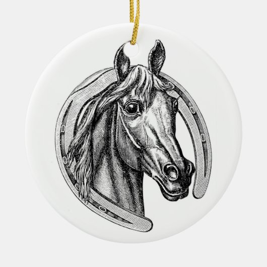  kerstboomversiering voor paarden en Hoefijzers Keramisch Ornament (Voorkant)