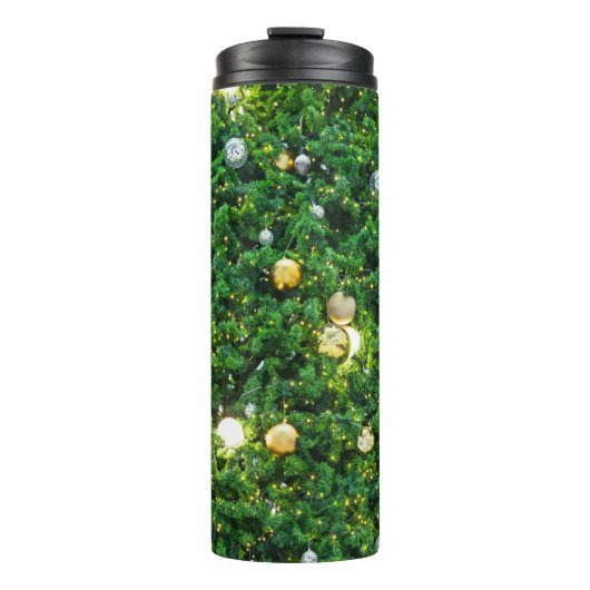 Kerstboomversieringen achtergrond. Gol Thermosbeker (Voorkant)