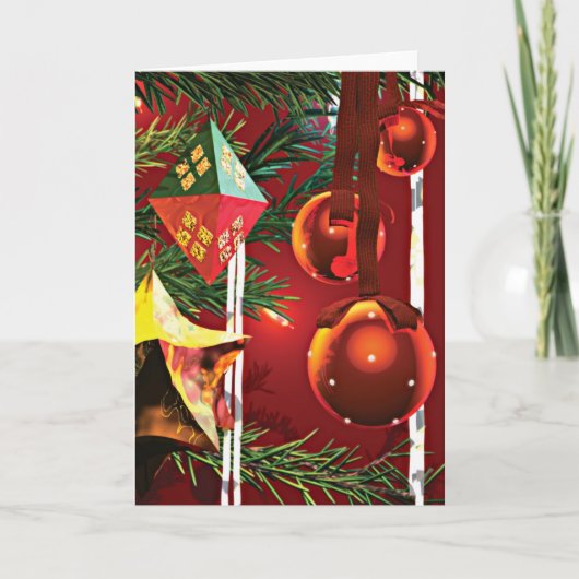 kerstboomversieringen feestdagen kaart (Voorkant)