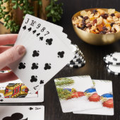 kerstboomversieringen in sneeuw pokerkaarten (Insitu)
