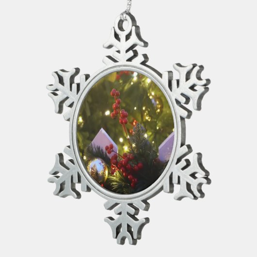 kerstboomversieringen tin sneeuwvlok ornament (Rechts)