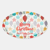  kerstboomversieringen voor feestdagen ovale sticker (Voorkant)