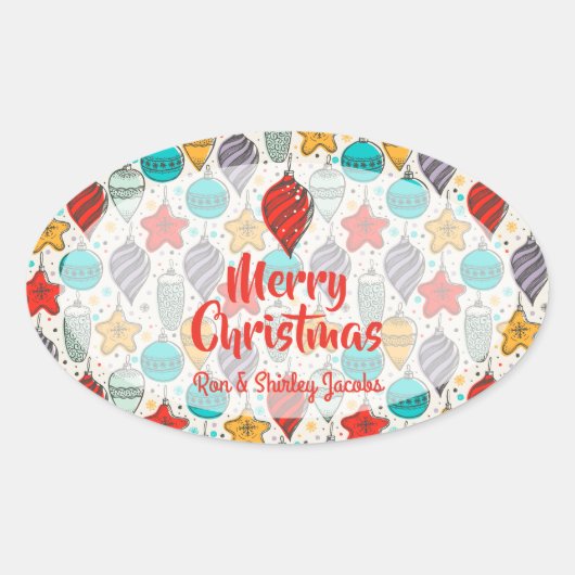  kerstboomversieringen voor feestdagen ovale sticker (Voorkant)