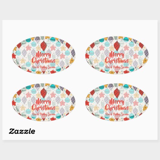  kerstboomversieringen voor feestdagen ovale sticker (Vel)