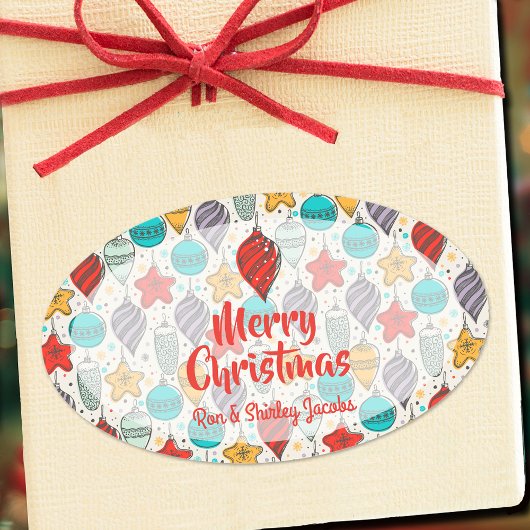  kerstboomversieringen voor feestdagen ovale sticker