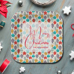 kerstboomversieringen voor feestdagen papieren bordje<br><div class="desc">Vintage kerstboomversieringen borden met groot vierkant papier zijn een compliment voor uw feestdag of kerstfeest. Vrolijk kerstfeest en jouw naam in het teken personaliseren dit ontwerp. Punten in onze winkel koppelen.</div>