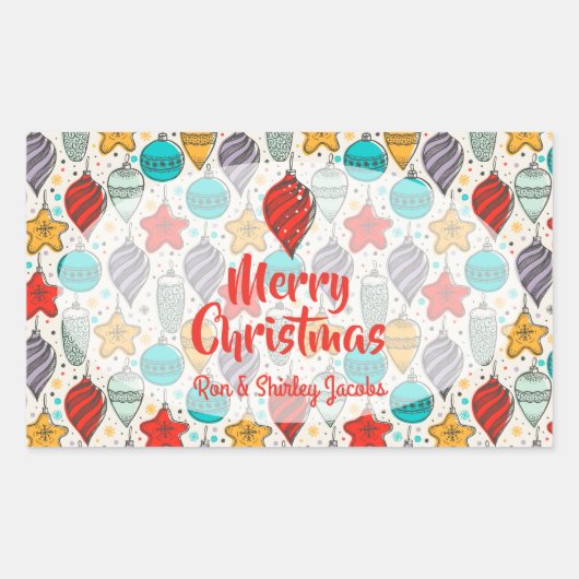  kerstboomversieringen voor feestdagen rechthoekige sticker (Voorkant)