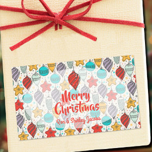  kerstboomversieringen voor feestdagen rechthoekige sticker