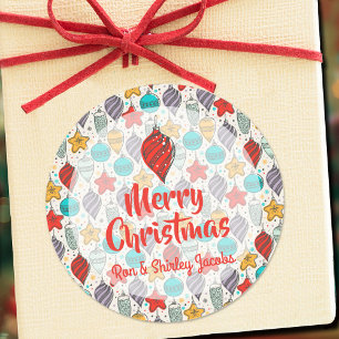 kerstboomversieringen voor feestdagen ronde sticker