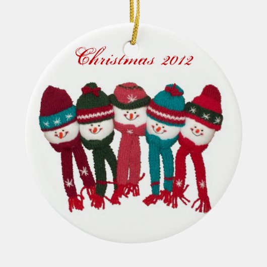  kerstboomversiet Snowmen Cute Color Keramisch Ornament (Voorkant)
