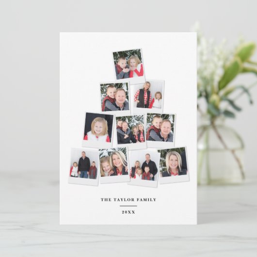 kerstboomvierkant Kinder fotocollage Feestdagenkaart (Staand voorkant)