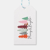 kerstboomvormgeving met heldere dennenbomen cadeaulabel (Voorkant)