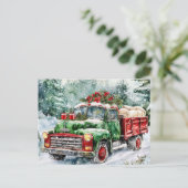 kerstboomwagen feestdagenkaart (Staand voorkant)