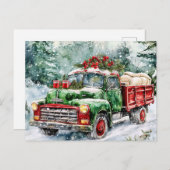 kerstboomwagen feestdagenkaart (Voorkant / Achterkant)