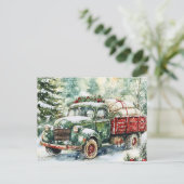 kerstboomwagen feestdagenkaart (Staand voorkant)