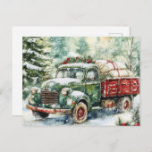 kerstboomwagen feestdagenkaart (Voorkant / Achterkant)