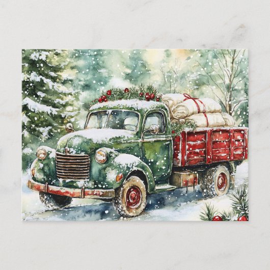 kerstboomwagen feestdagenkaart (Voorkant)