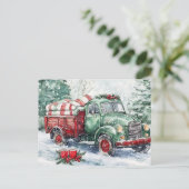 kerstboomwagen feestdagenkaart (Staand voorkant)