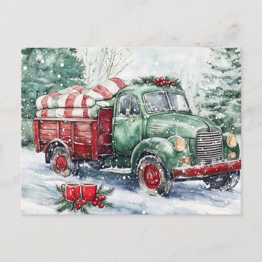 kerstboomwagen feestdagenkaart (Voorkant)