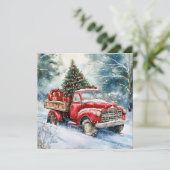 kerstboomwagen feestdagenkaart (Staand voorkant)