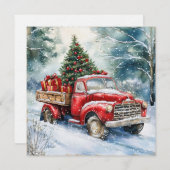 kerstboomwagen feestdagenkaart (Voorkant / Achterkant)