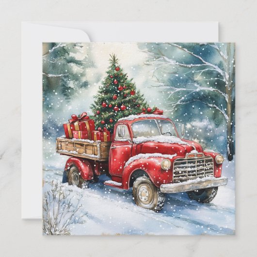 kerstboomwagen feestdagenkaart (Voorkant)